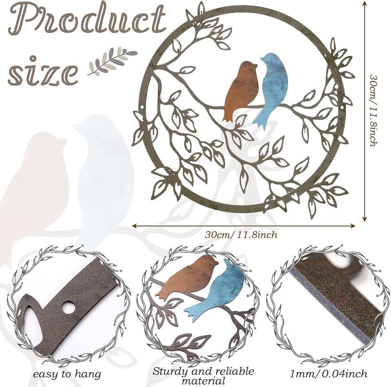 Ferraycle Metal Wall Art Bird on Tree Branch Silhouette Bird Art Decor for Living Room Garden Bedroom Office Home Wall Housewarming Party Decor(Vivid Color) - Image 2